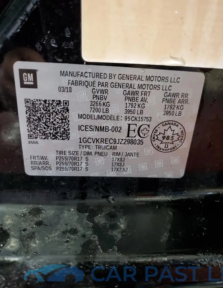 1GCVKREC9JZ298035# 12