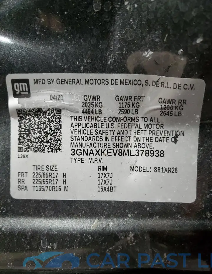 3GNAXKEV8ML378938# 14