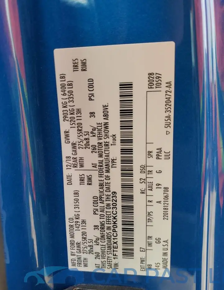 1FTEX1CP0KKC30239# 12