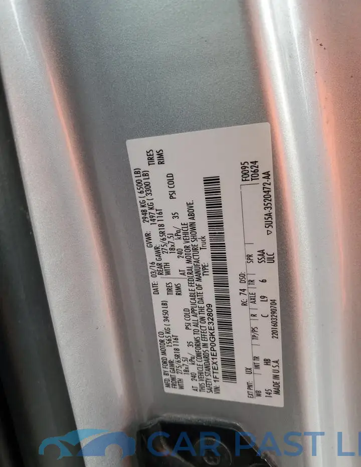 1FTEX1EP0GKE32809# 12