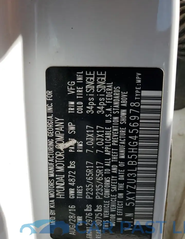 5XYZU3LB5HG456978# 13