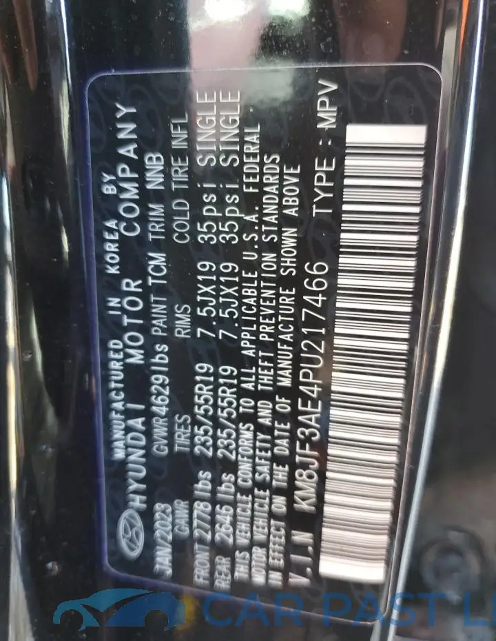 KM8JF3AE4PU217466# 12