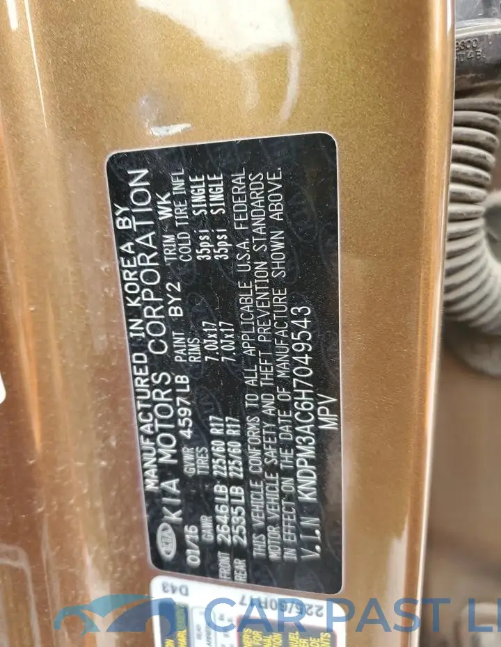 KNDPM3AC6H7049543# 13