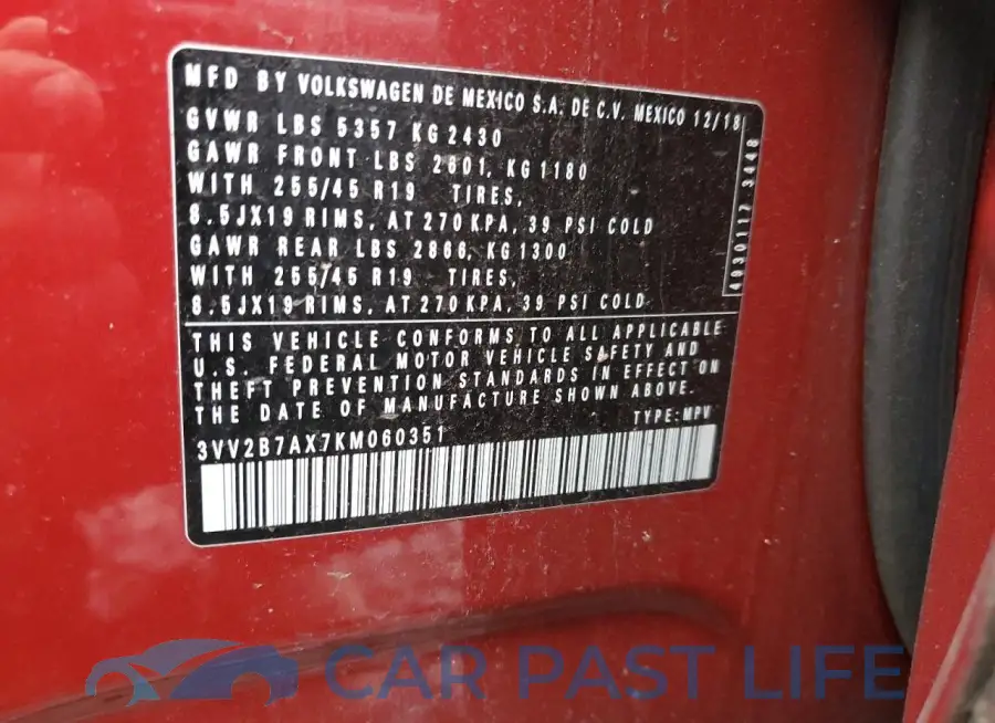 3VV2B7AX7KM060351# 12