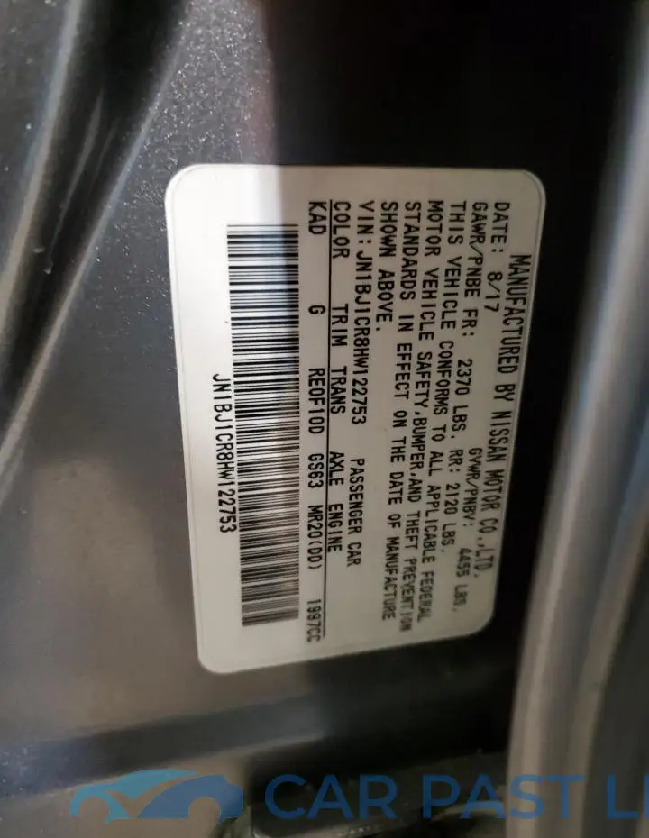 JN1BJ1CR8HW122753# 13