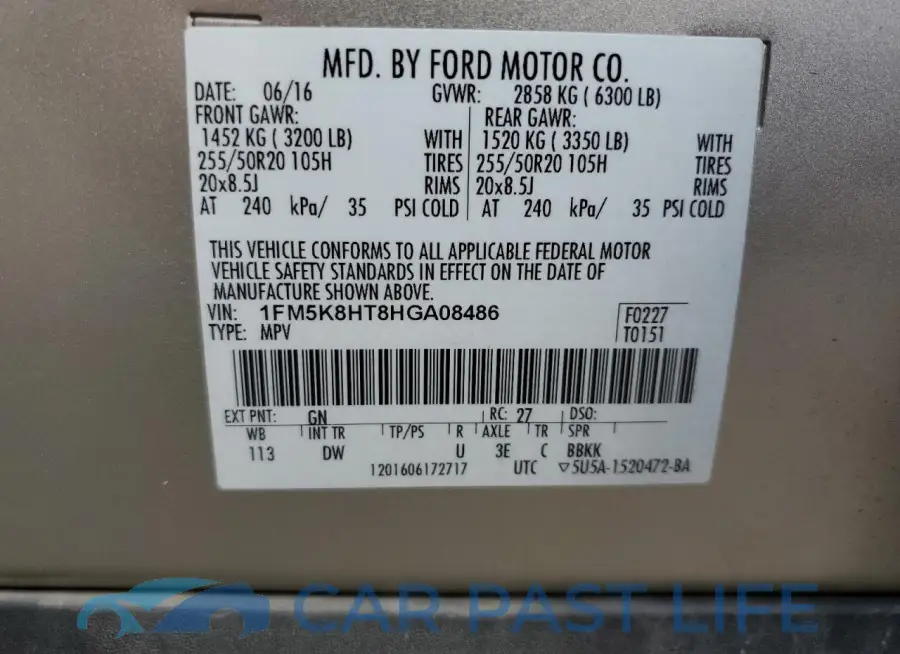 1FM5K8HT8HGA08486# 13