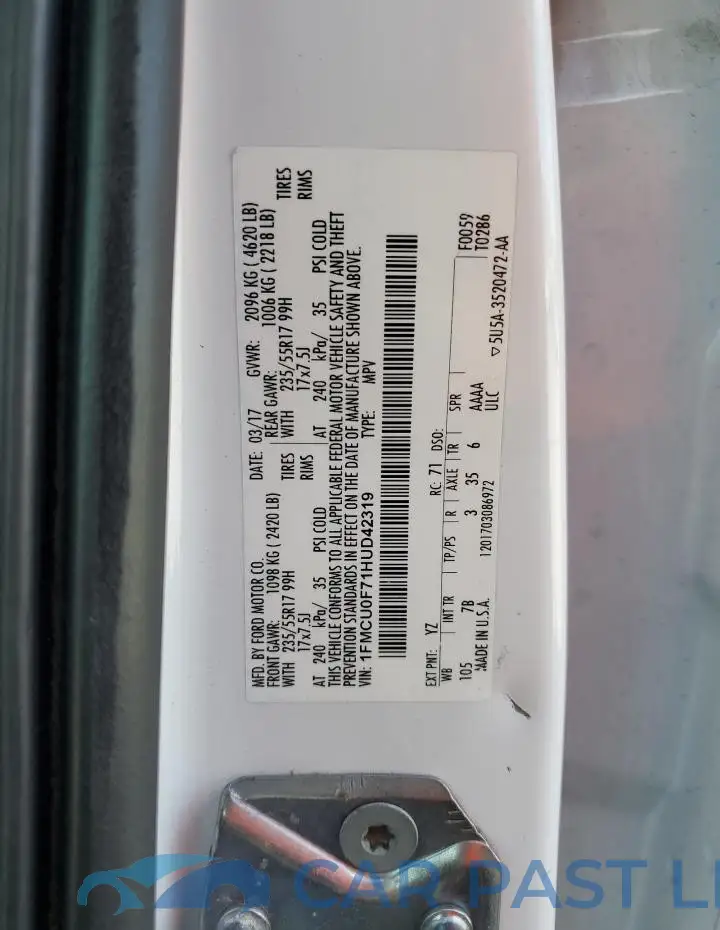 1FMCU0F71HUD42319# 14