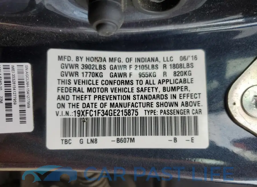 19XFC1F34GE215875# 13