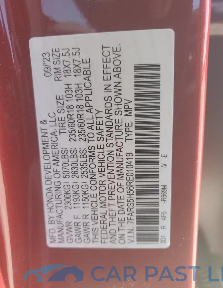 7FARS5H56RE010419# 13