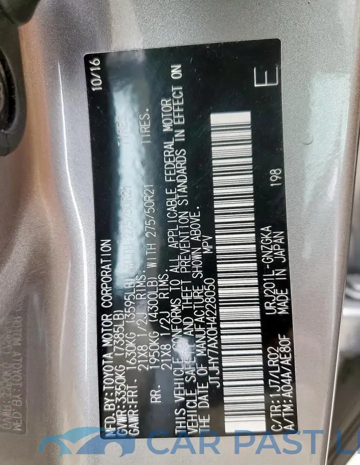 JTJHY7AX0H4228050# 14