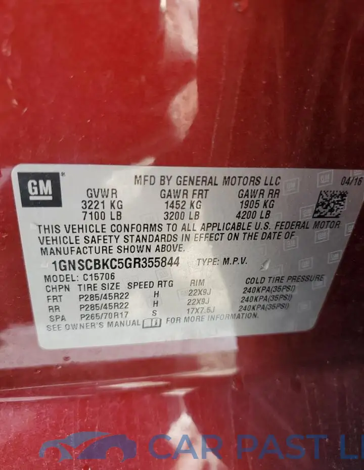 1GNSCBKC5GR355844# 13