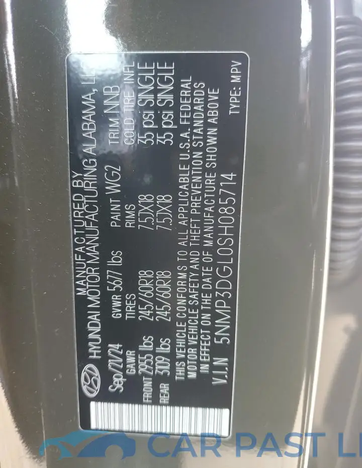 5NMP3DGL0SH085714# 12