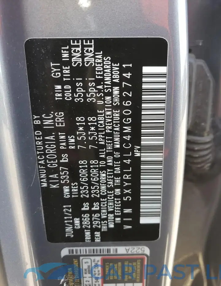 5XYRL4LC4MG062741# 14