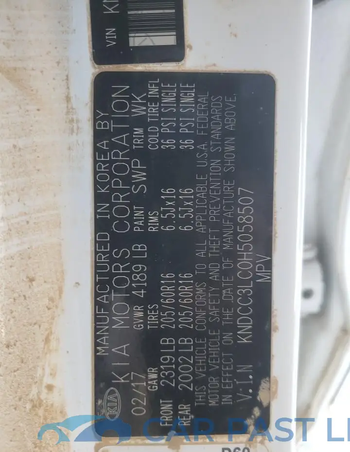 KNDCC3LC0H5058507# 13