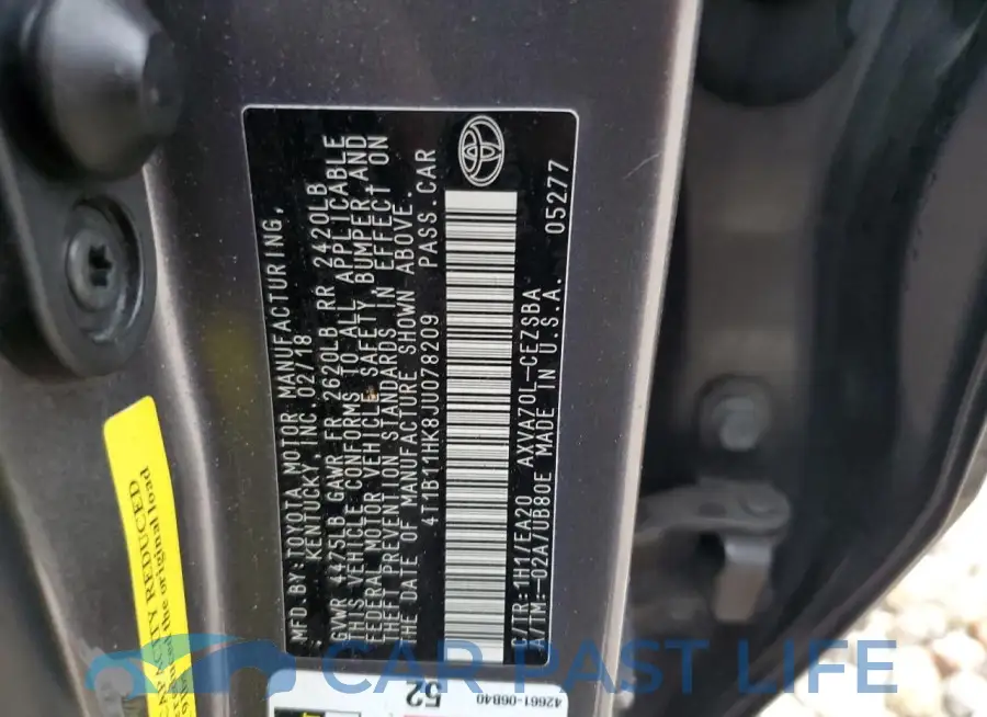 4T1B11HK8JU078209# 12