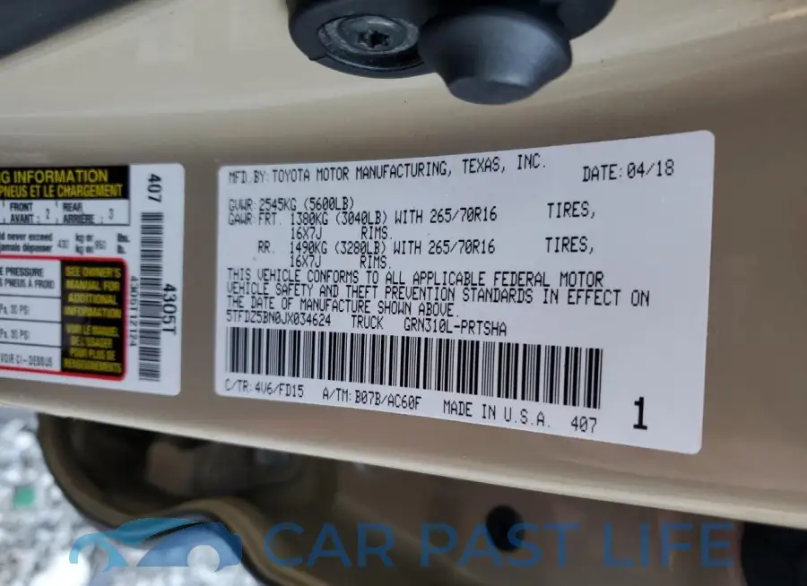 5TFDZ5BN0JX034624# 13