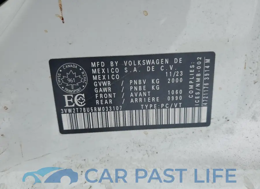 3VW2T7BU5RM033107# 13