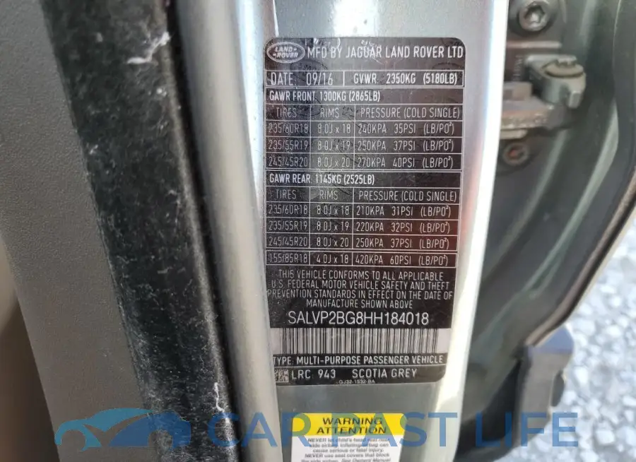 SALVP2BG8HH184018# 12