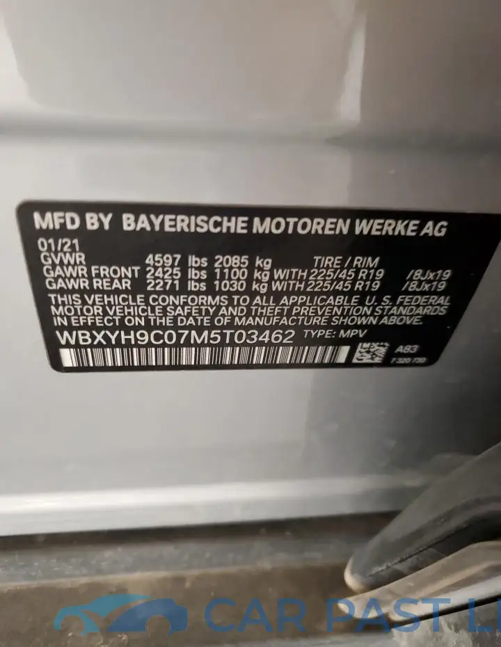 WBXYH9C07M5T03462# 12