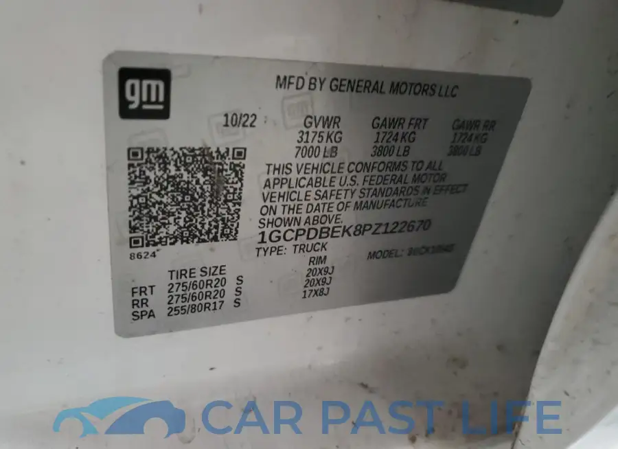 1GCPDBEK8PZ122670# 12