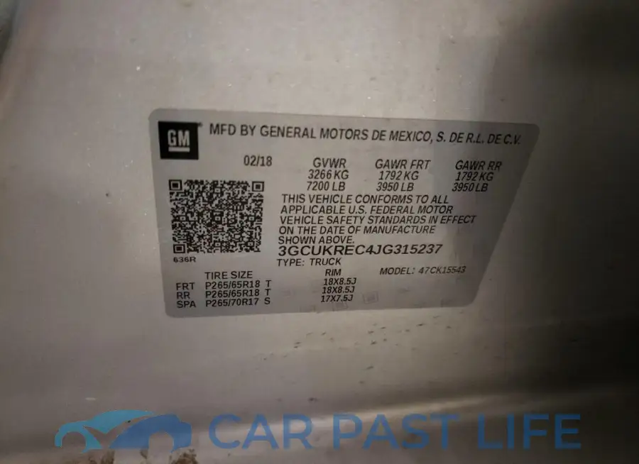 3GCUKREC4JG315237# 12