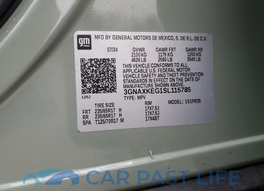3GNAXKEG1SL115785# 12