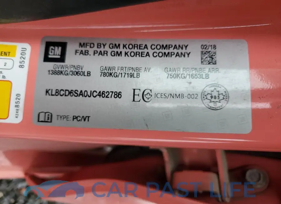 KL8CD6SA0JC462786# 12