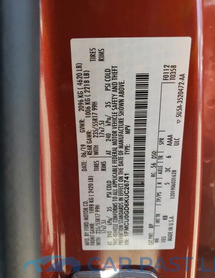 1FMCU0GD6KUC26741# 13