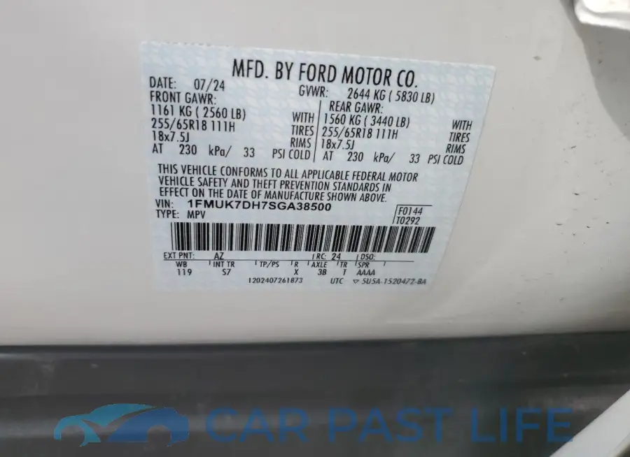 1FMUK7DH7SGA38500# 13