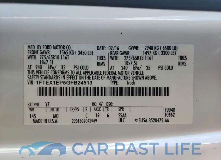 1FTEX1EP5GFB24513# 12
