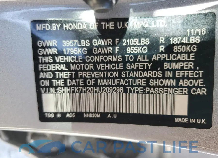 SHHFK7H20HU209298# 13