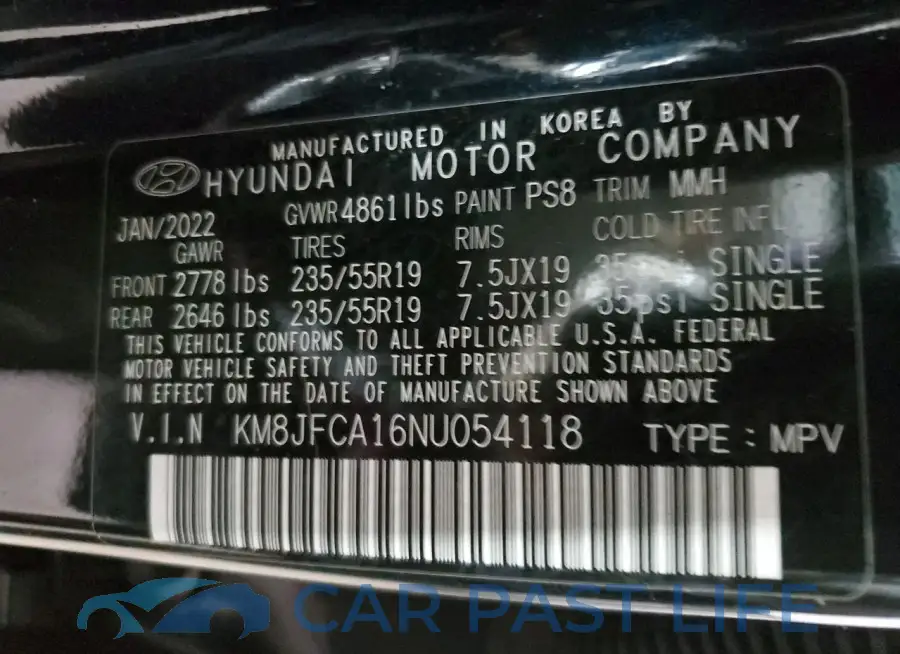 KM8JFCA16NU054118# 13