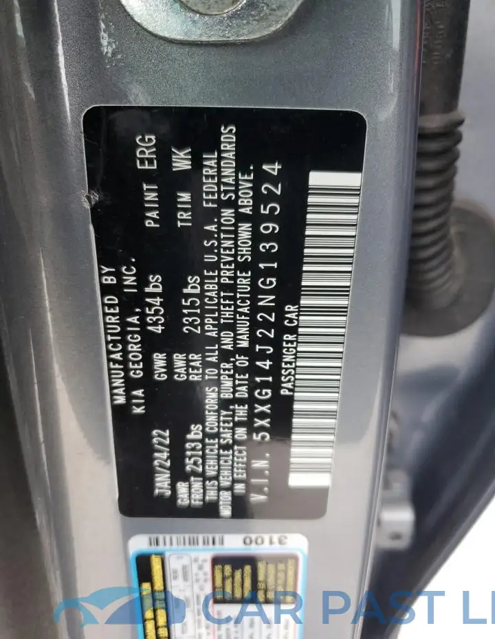 5XXG14J22NG139524# 12