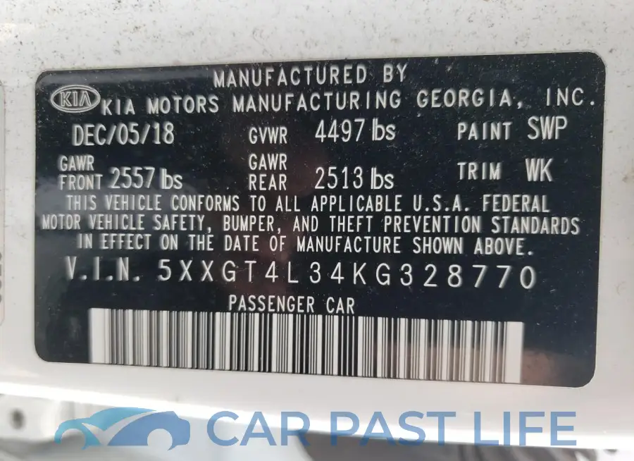 5XXGT4L34KG328770# 12