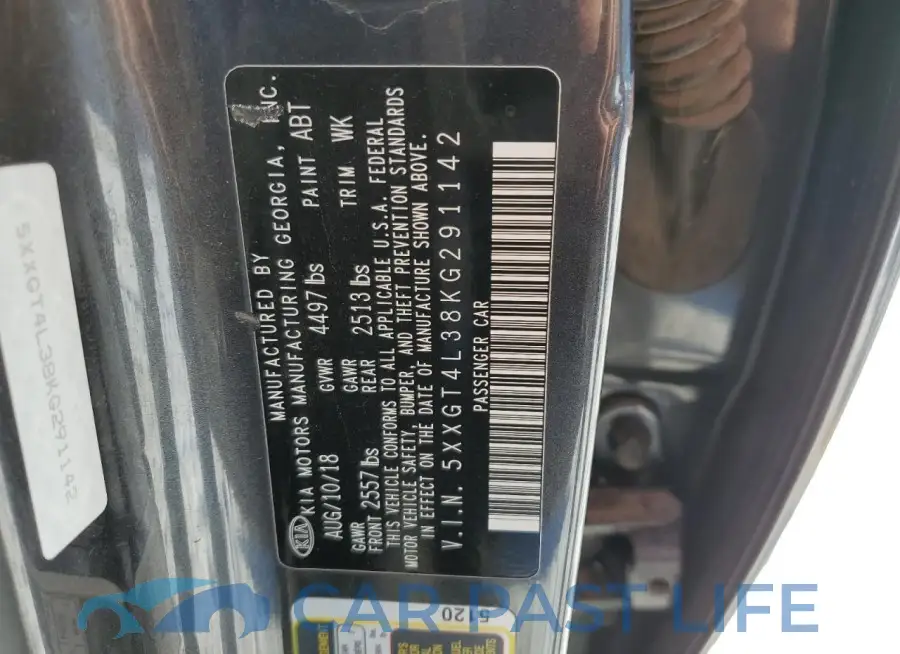 5XXGT4L38KG291142# 12