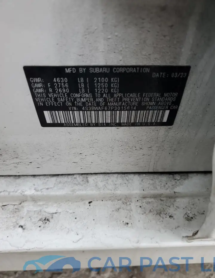 4S3BWAF67P3015614# 13