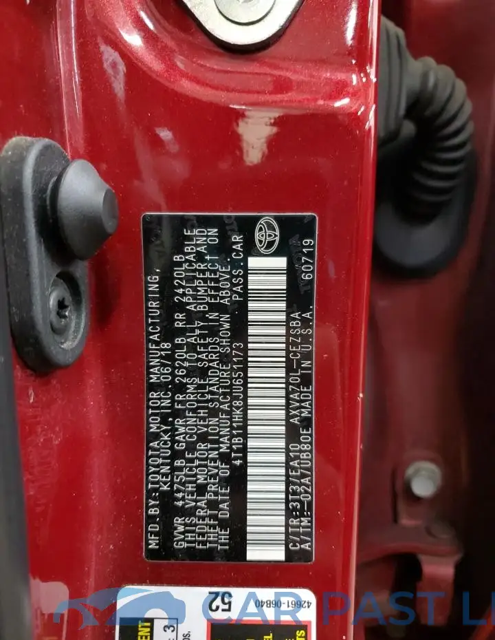 4T1B11HK8JU651173# 12