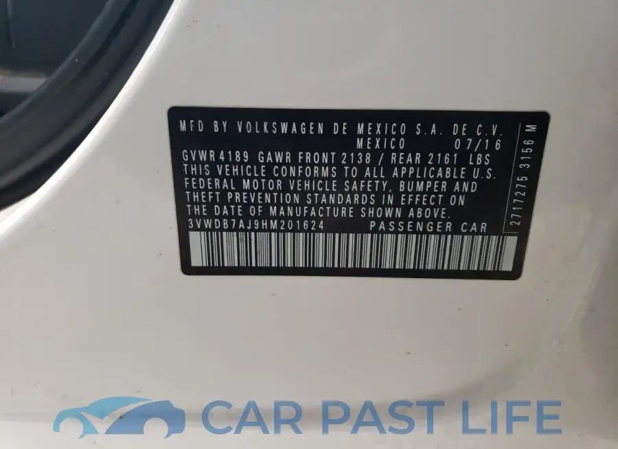 3VWDB7AJ9HM201624# 12