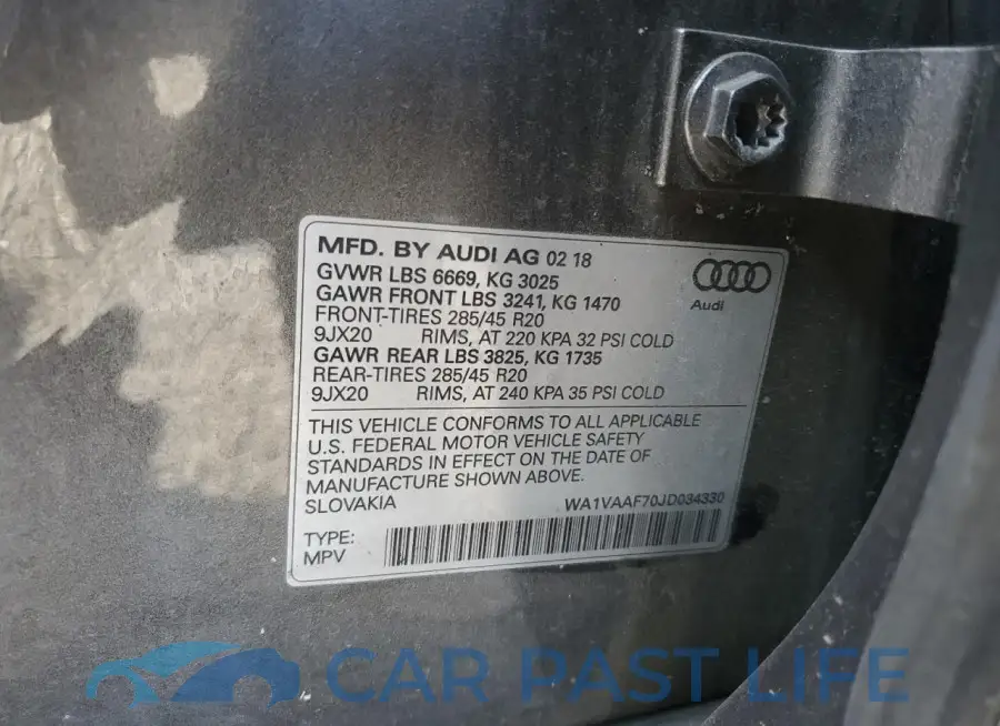 WA1VAAF70JD034330# 13