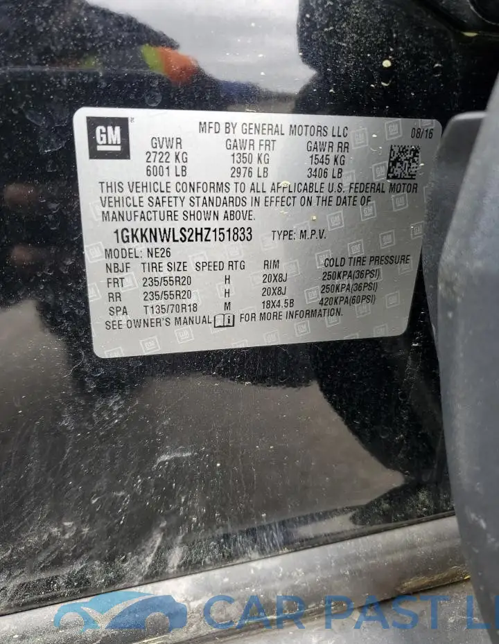 1GKKNWLS2HZ151833# 13