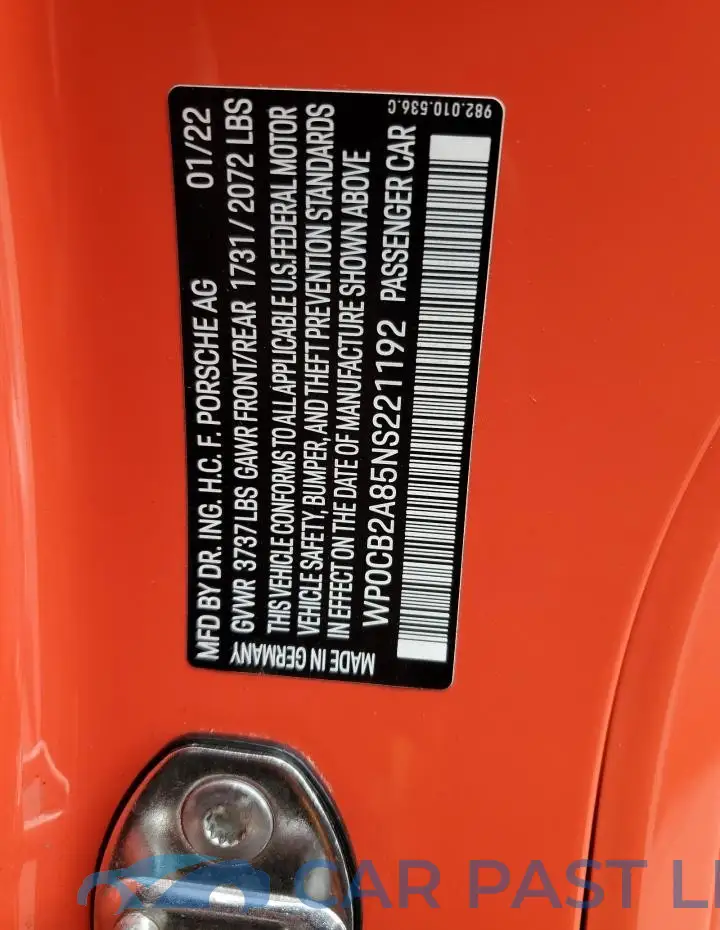 WP0CB2A85NS221192# 13