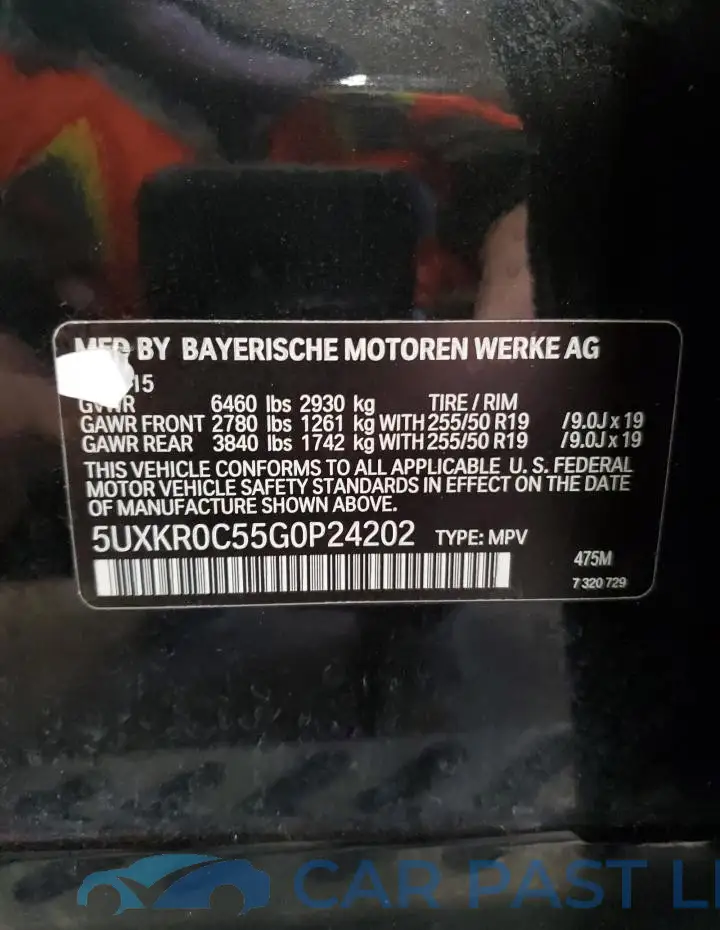 5UXKR0C55G0P24202# 13