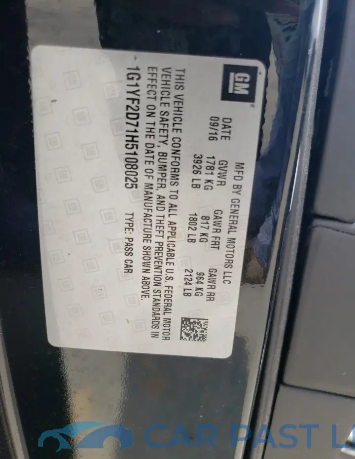 1G1YF2D71H5108025# 12