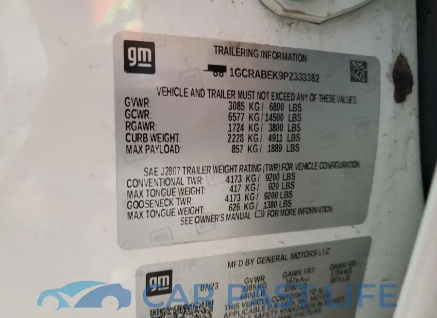 1GCRABEK9PZ333362# 12