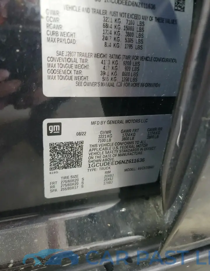 1GCUDEED6NZ611636# 13