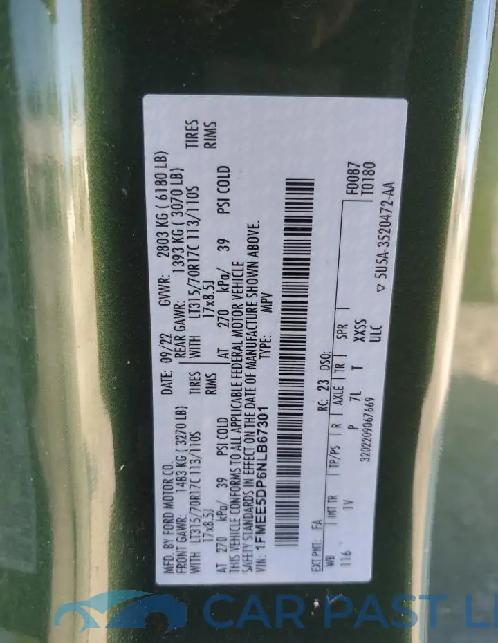 1FMEE5DP6NLB67301# 13