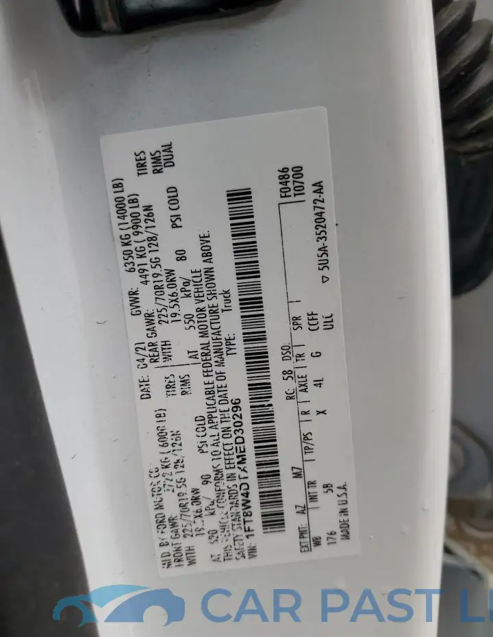 1FT8W4DTXMED30296# 12