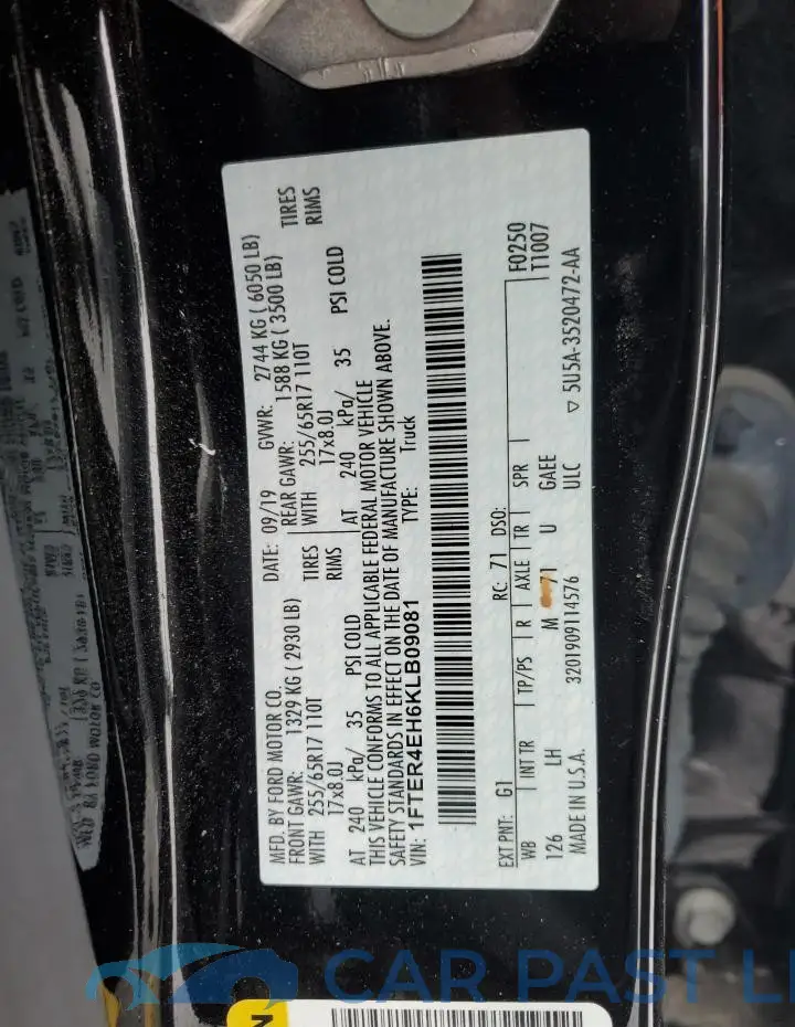 1FTER4EH6KLB09081# 12