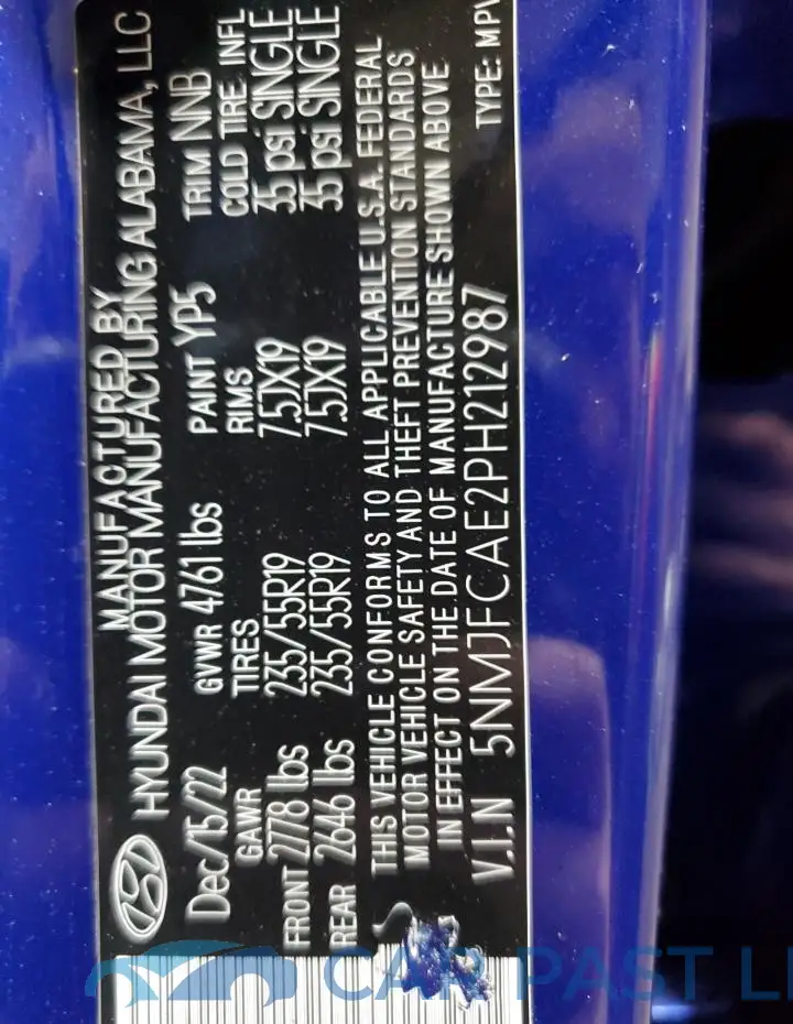 5NMJFCAE2PH212987# 14