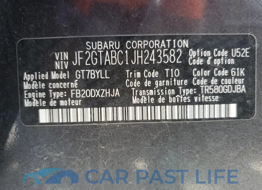 JF2GTABC1JH243582# 13